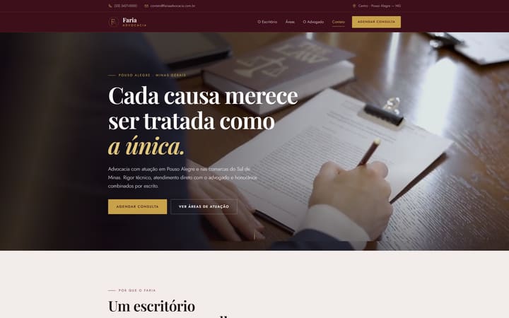 Print da página: Advocacia Faria
