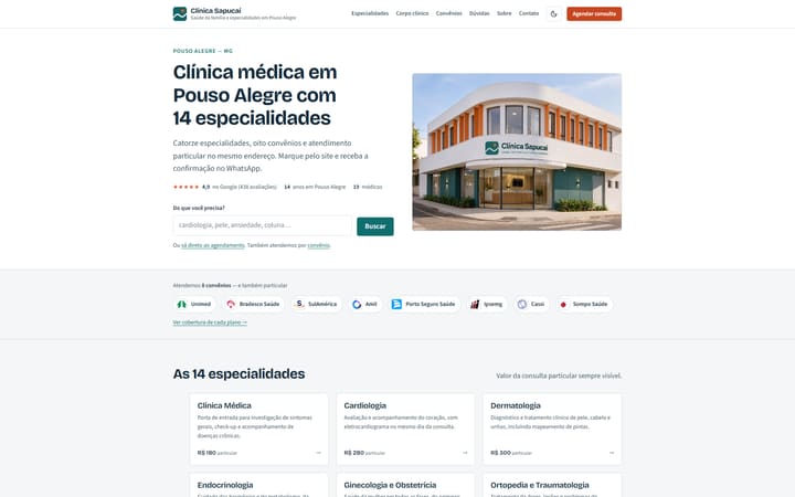 Print da página: Clínica Sapucaí — Claro