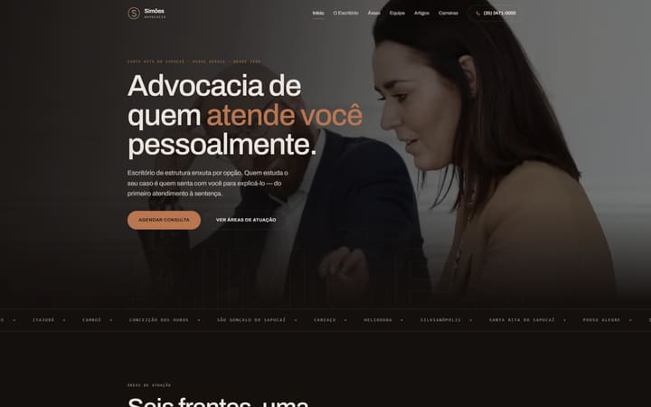 Print da página: Advocacia Simões